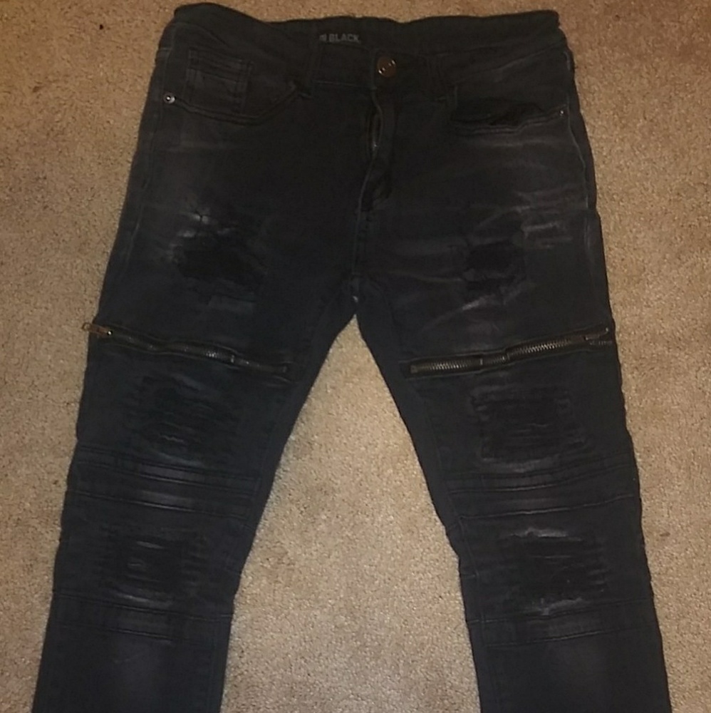 Black/Gray Jeans w Holes/zippers
